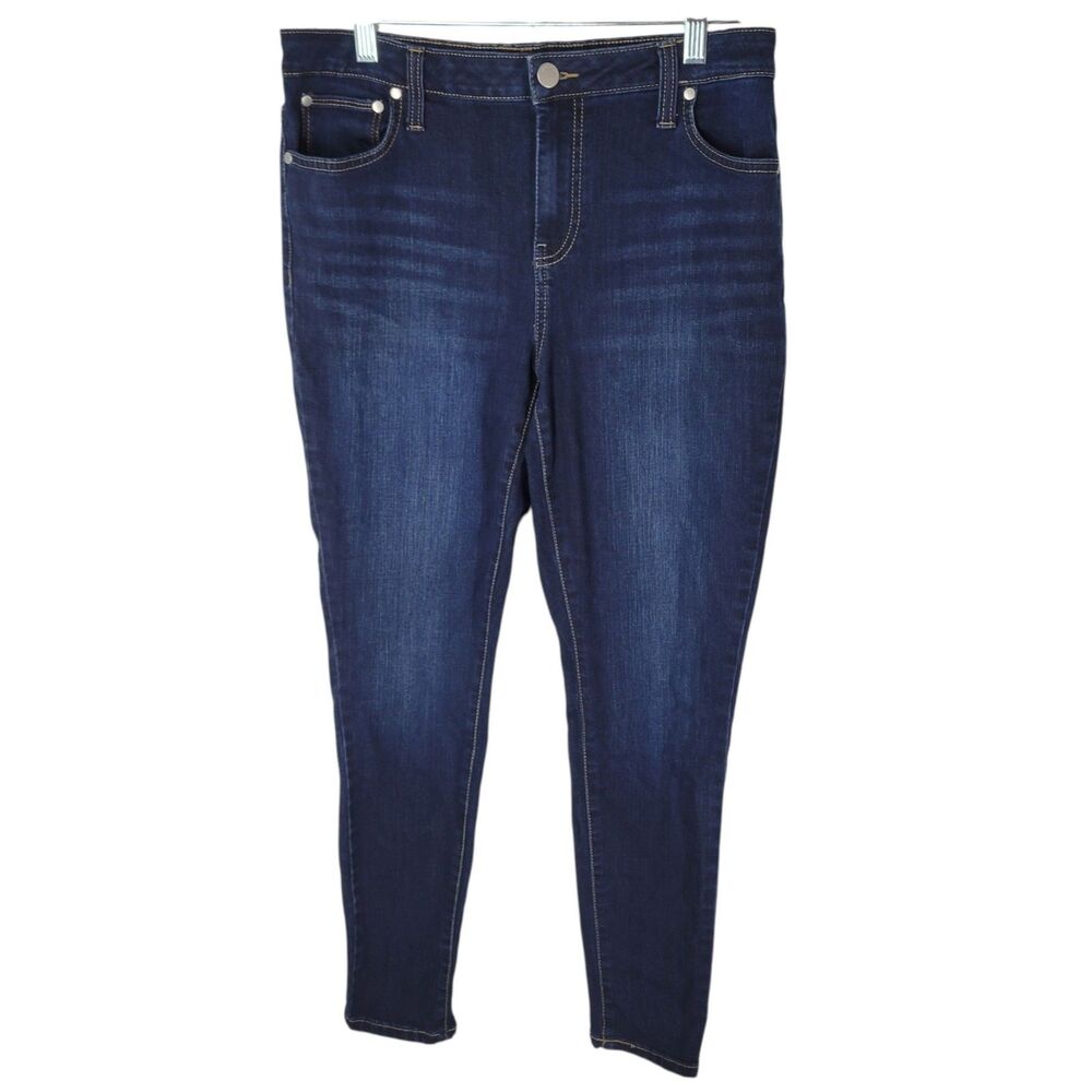 Nine West Womens Size 12 Blue Solid Curvy Skinny Jeans